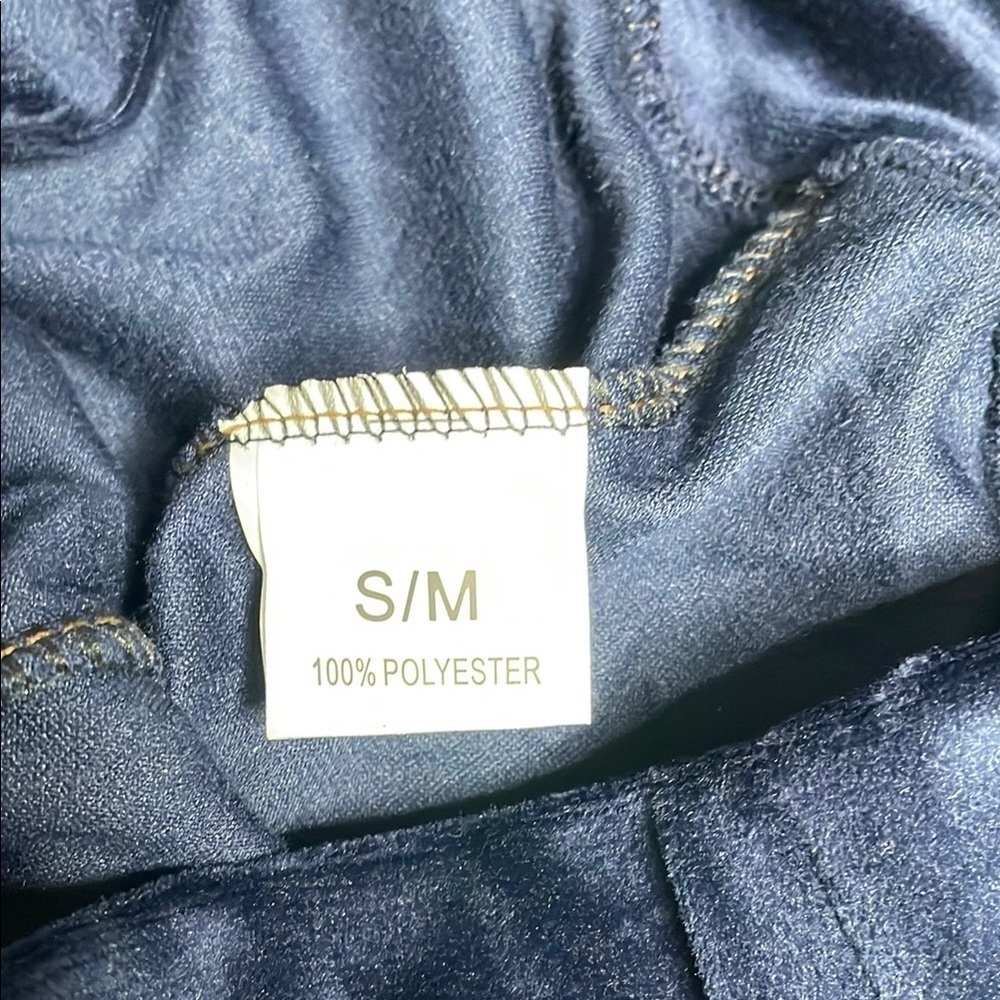 NEW Navy Blue Lightweight Velvet Leggings - Picture 7 of 9